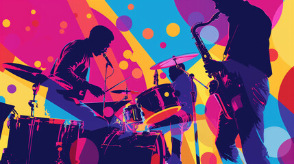 jazz background design with a saxophone player, created with generative AI technology