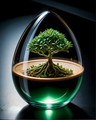 Crystal with a miniature tree inside