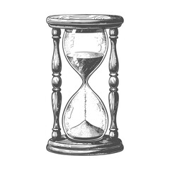 hourglass with engraving style black color only
