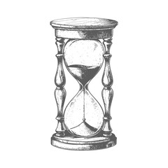 hourglass with engraving style black color only