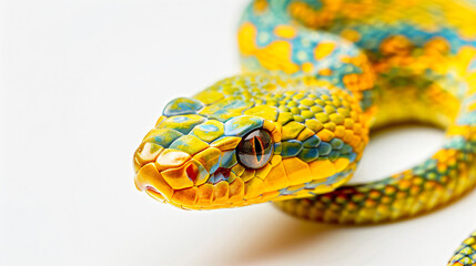 Fototapeta premium yellow blue snake on white background
