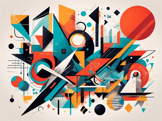 Abstract colorful geometrical shapes, modern art of abstract conceptual geometry, illustration for your background and wallpaper