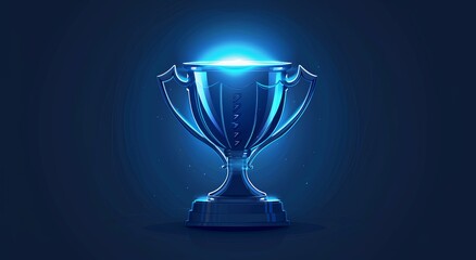 awesome trophy cup, blue glowing background, It means champions and winners
