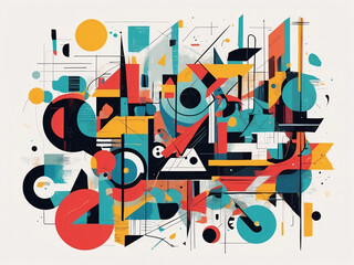 Abstract colorful geometrical shapes, modern art of abstract conceptual geometry, illustration for your background and wallpaper