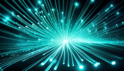 Naklejka premium A radiant teal light burst with dynamic streaks extending outward, creating a vibrant and energetic composition. The cool hues evoke feelings of calm and inspiration, ideal.