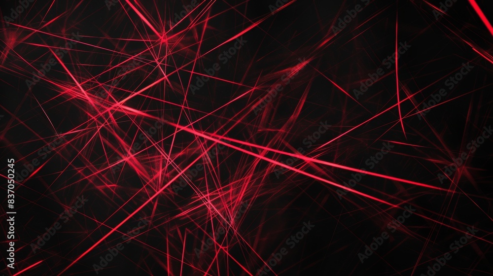 Poster red neon chaos. a chaotic tangle of red neon lines creates a visually intense abstract pattern, sugg