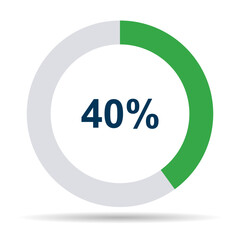 Information round diagram 40 percent shadow icon, infographic pie design, marketing vector illustration