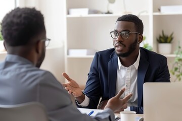 Mentor Offering Career Advice to Young Professional in Cozy Office Setting