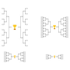 Set of Bracket sport tournament, blank elimination event sign, playoff match vector illustration