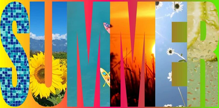 Summer creative video collage, summer vibe motion picture in every letter