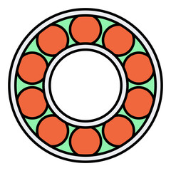 Bearing wheel icon, rolling ball sign, flat web design vector illustration