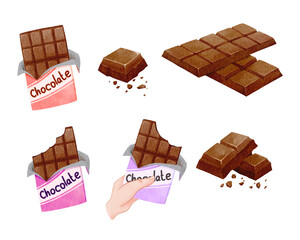 Watercolor Set of Chocolate bars