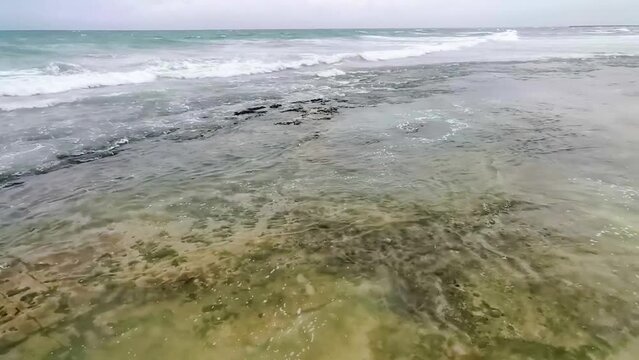 Hurricane Playa del Carmen beach Mexico extremely high tsunami waves.