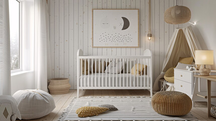 Obraz premium Scandinavian-inspired nursery poster with organic shapes and neutral colors