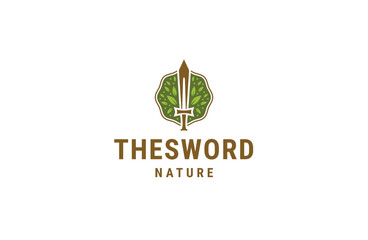 Sword leaf logo icon design template flat vector