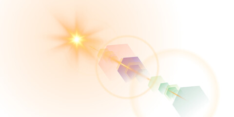 Yellow bright star and shimmering glare, transparent sunlight special lens flare light effect. Solar flare. Sun flash. Png.
