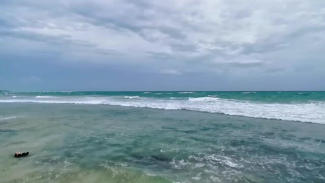 Hurricane Playa del Carmen beach Mexico extremely high tsunami waves.