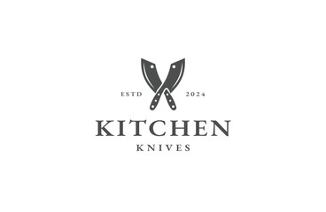 Kitchen knife logo design template flat vector