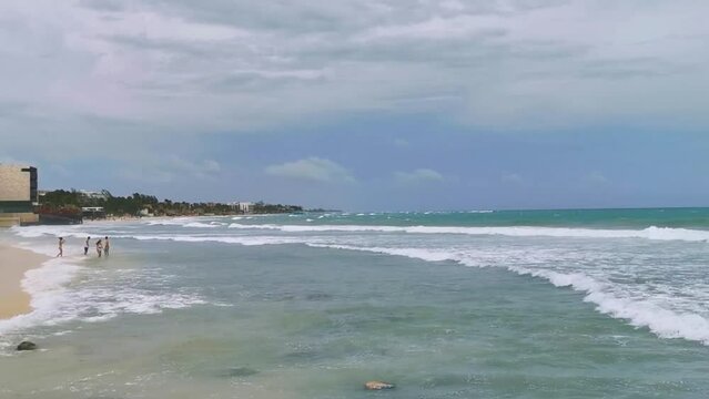 Hurricane Playa del Carmen beach Mexico extremely high tsunami waves.