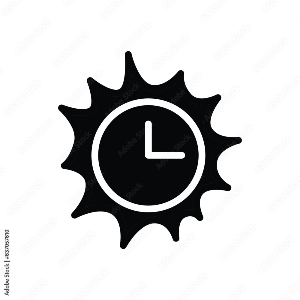 Poster sun clock solid icon vector design good for website and mobile app