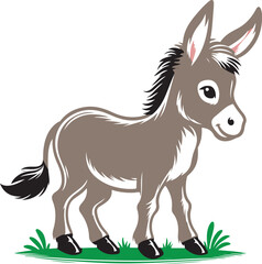 donkey cartoon Silhouette on White Background , animals, vector , colorful donkey .