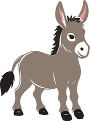 donkey cartoon Silhouette on White Background , animals, vector , colorful donkey .