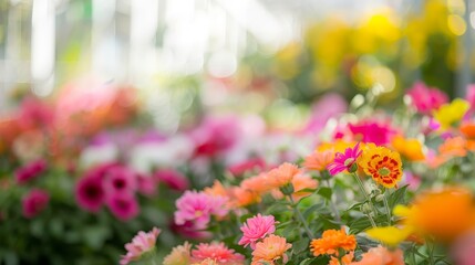 Beautiful blooming flowers in a colorful garden, capturing the vibrant essence of nature's beauty in full bloom, perfect for spring and summer settings.