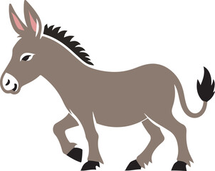 donkey cartoon Silhouette on White Background , animals, vector , colorful donkey .