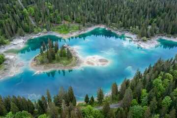 Caumasee, lake with turquoise water, Switzerland