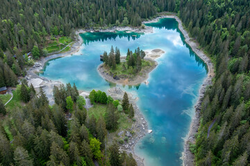 Caumasee, lake with turquoise water, Switzerland