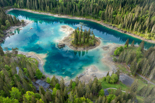 Caumasee, lake with turquoise water, Switzerland