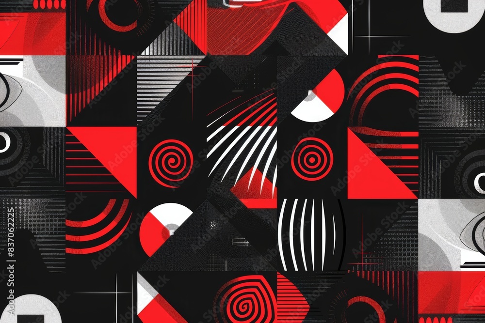 Aufkleber abstract black and red geometric vector background with modern geometric patterns