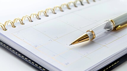 High-quality calendar page, pen, and pocket planner for efficient organization and time management