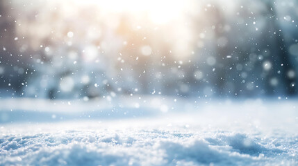 blurred background of snow falling. Illuminated bokeh snow falling background. AI generated