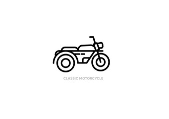 Classic Retro Motorcycle Line Icon