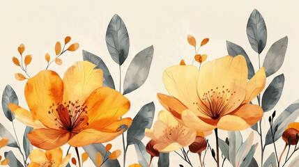 Warm-toned nursery poster with sweet letterings and stylish botanical elements