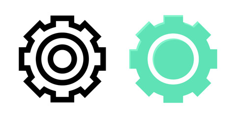 Gear icon black and colored striped illustration