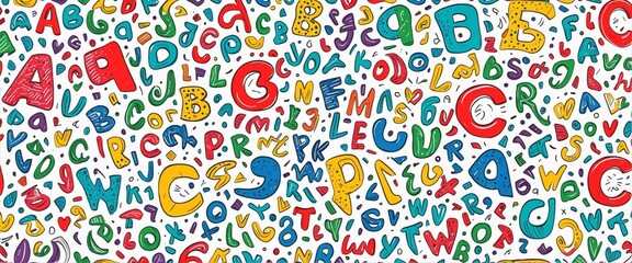 abstract colorful letters and forms graphic wall paper