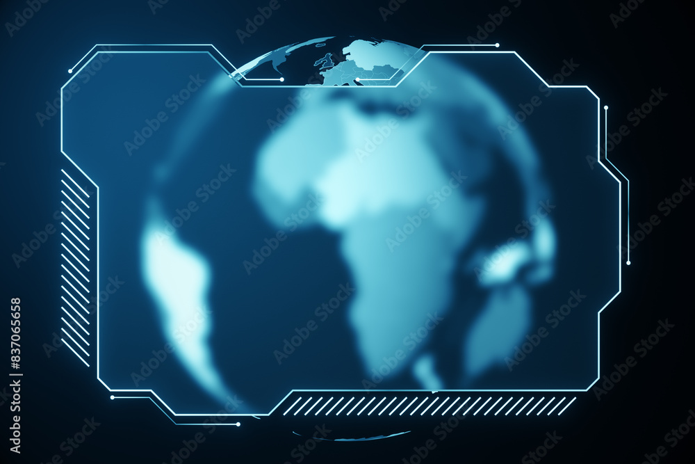 Poster Creative blue map folder with mock up place. Digital communication and network concept. 3D Rendering.
