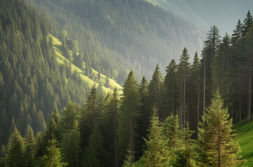 Obraz premium mountains landscape view in the morning