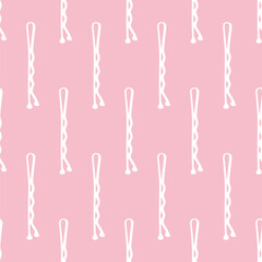 seamless pattern with hairpins isolated on pink background.