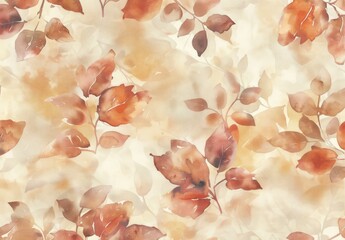 Watercolor  Abstract Leaves Pattern