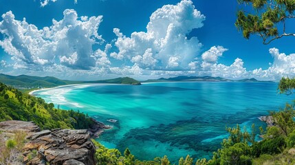 Beautiful Whitsunday Islands in Australia with turquoise waters