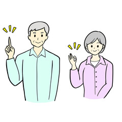 シニア夫婦　ポイントとOKポーズ　イラストセット