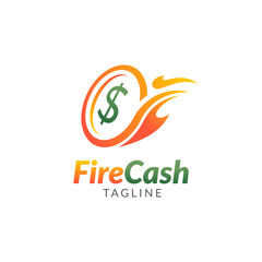 Money fire burn logo icon template. Vector of money and coins combined with fire