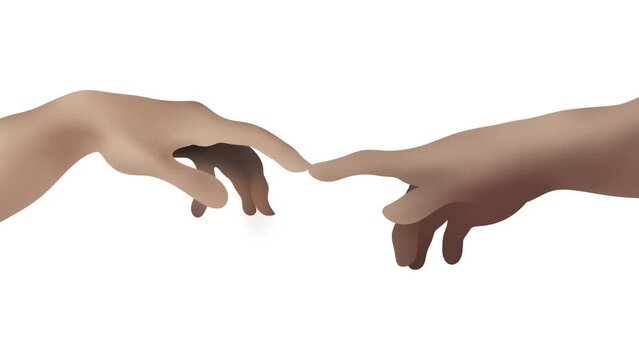 The Creation of Adam, a modern take on Michelangelo's painting, Human relation, friendship, support symbol, Concept of human relation, community, togetherness, symbolism, culture and history 