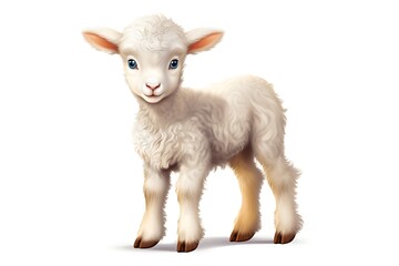 Fototapeta premium illustration of cute sheep on white background,