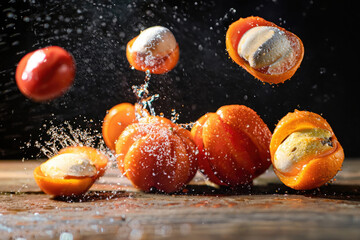 fresh african cherries on the table, delicious fruits, healty and natural food