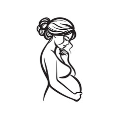 Continuous line drawing of pregnant woman. International mother's day minimalist design hand drawn line art isolated on white background. Happy Mother's Day theme. Line art pregnant woman, 