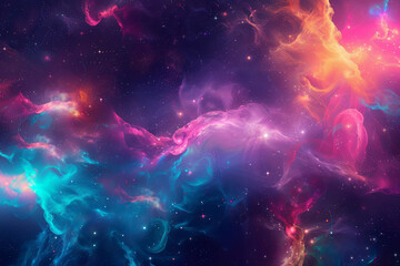 Obraz premium horizontal illustration of colourful abstract space nebula background